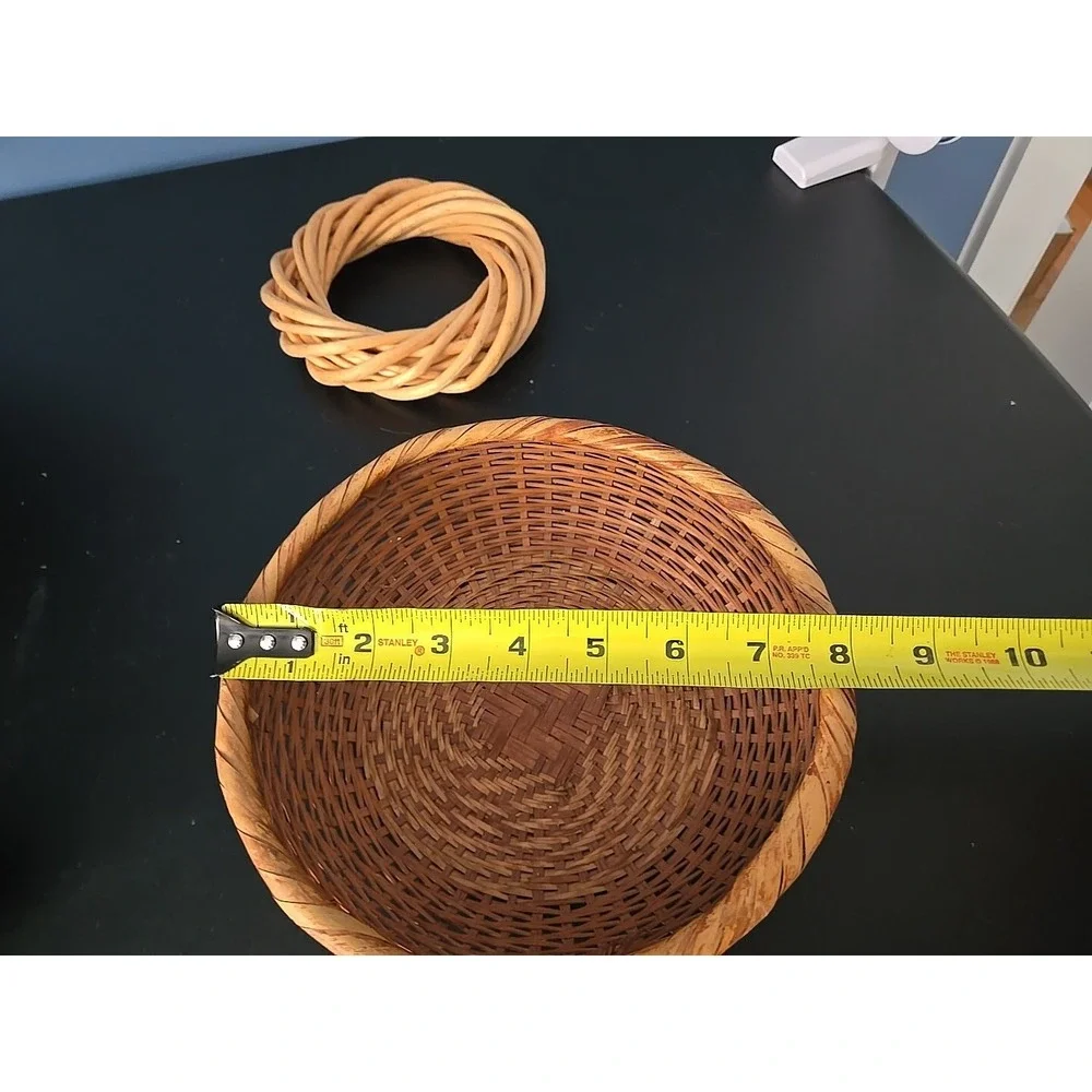 Wicker Basket Decor - Set Of 4 Eclectic Boho Farmhouse 3Woven‎ Baskets 1 Wreath